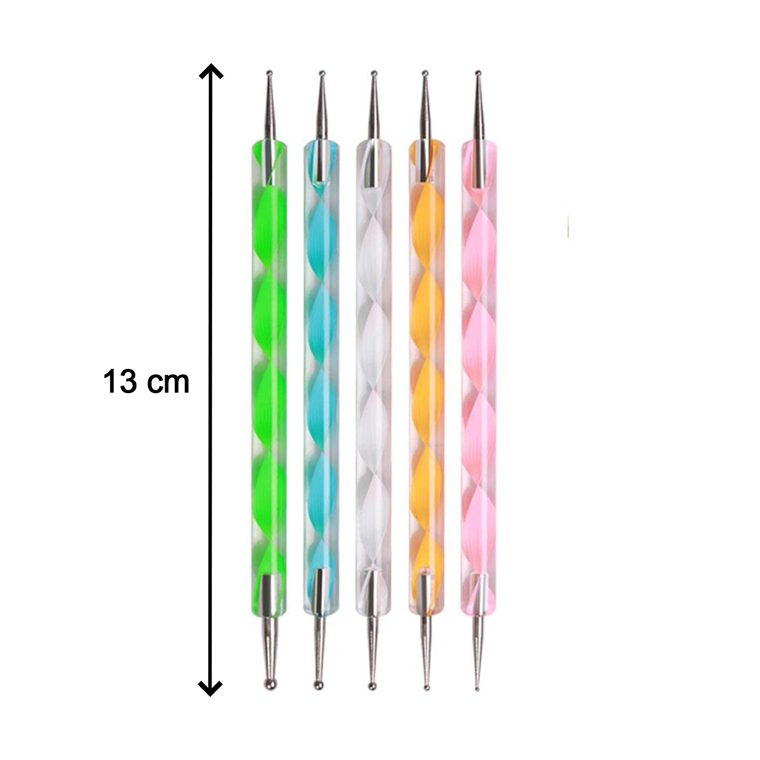 Complete 5-piece nail art pen set displayed together.