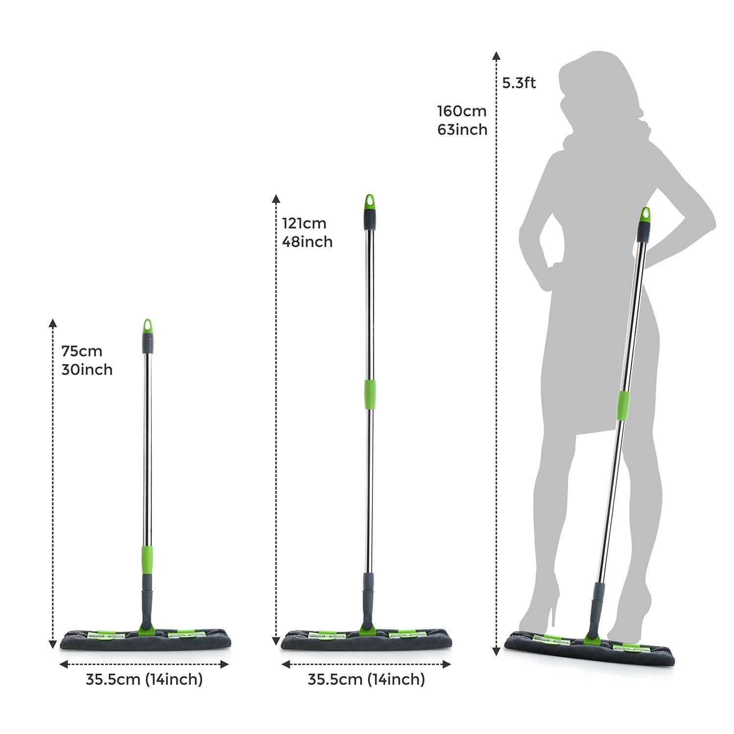 The 360-degree rotating head of the microfiber flat mop in action, demonstrating flexibility for thorough cleaning.