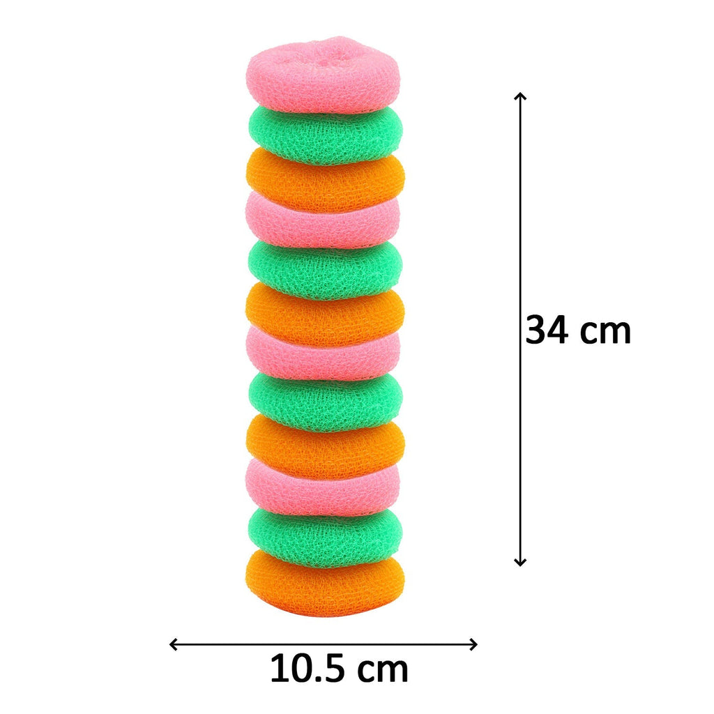 Efficient round nylon scrubbers, pack of 12, perfect for removing stubborn stains.
