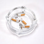 Crystal glass ashtray with a unique faceted design, ideal for cigars and cigarettes.