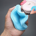 Assorted colors of the flexible silicone dish scrubber, ready for a sparkling clean kitchen.