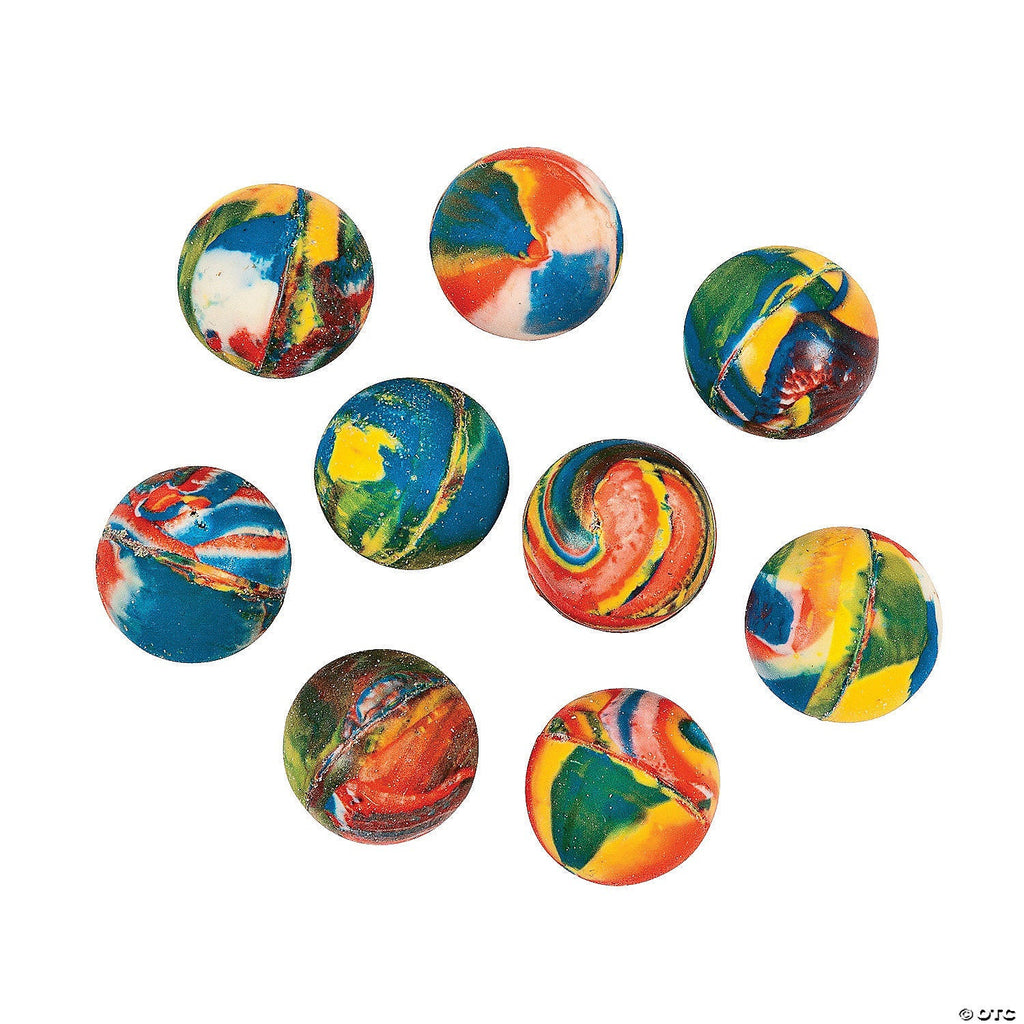 Varied bouncy balls in a collection, ready for play and adding excitement to any kids' party.