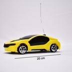 Close-up of the front of the kids' remote control car, featuring bright headlights.