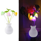 Side profile of the energy-efficient mushroom night light with its unique shape.
