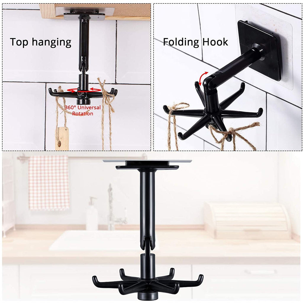 Rotatable wall hooks with 180-degree vertical flip securely installed