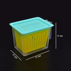Organised refrigerator organizers with clear plastic containers, featuring convenient handles.