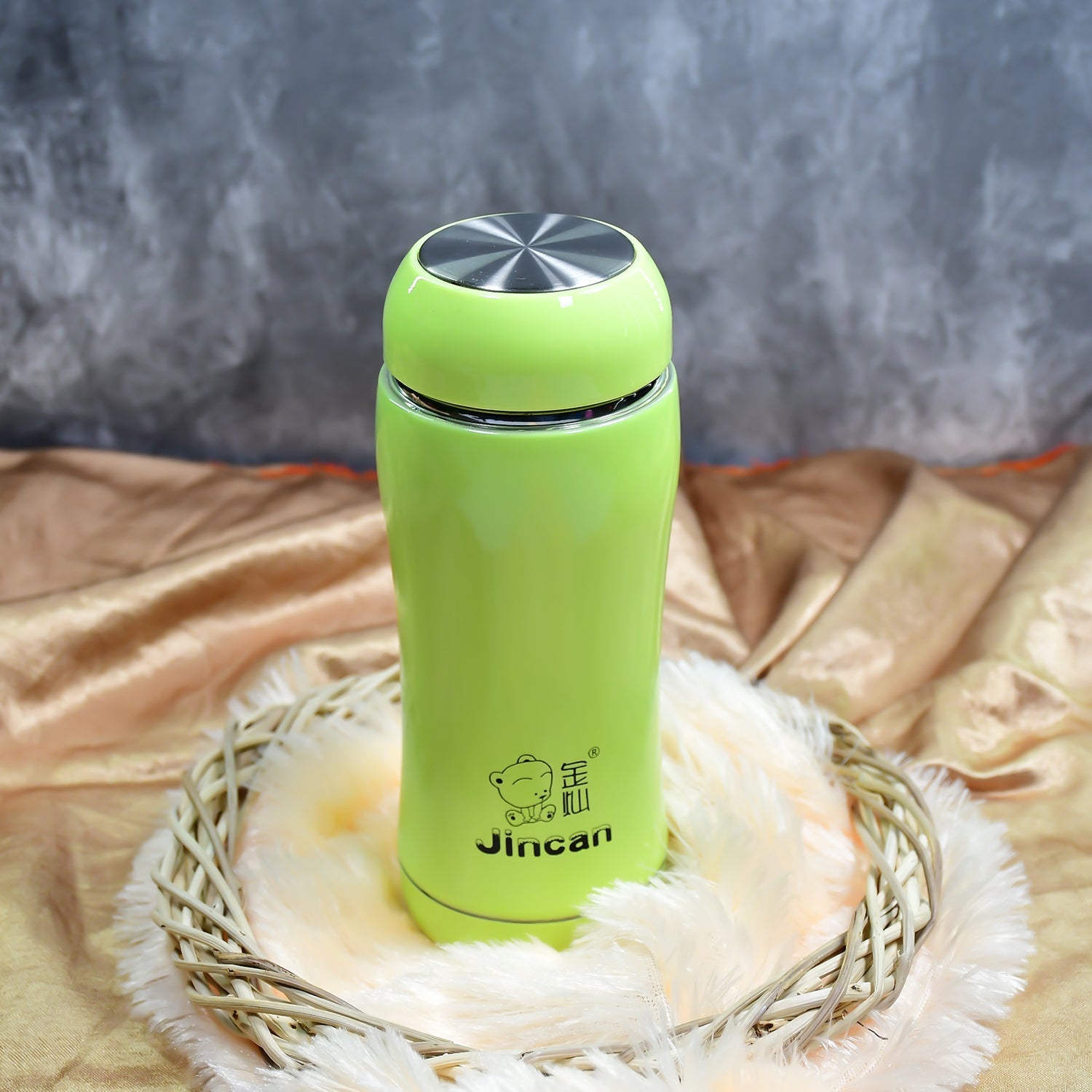 Top view of the stainless steel bottle, showing its wide mouth opening.