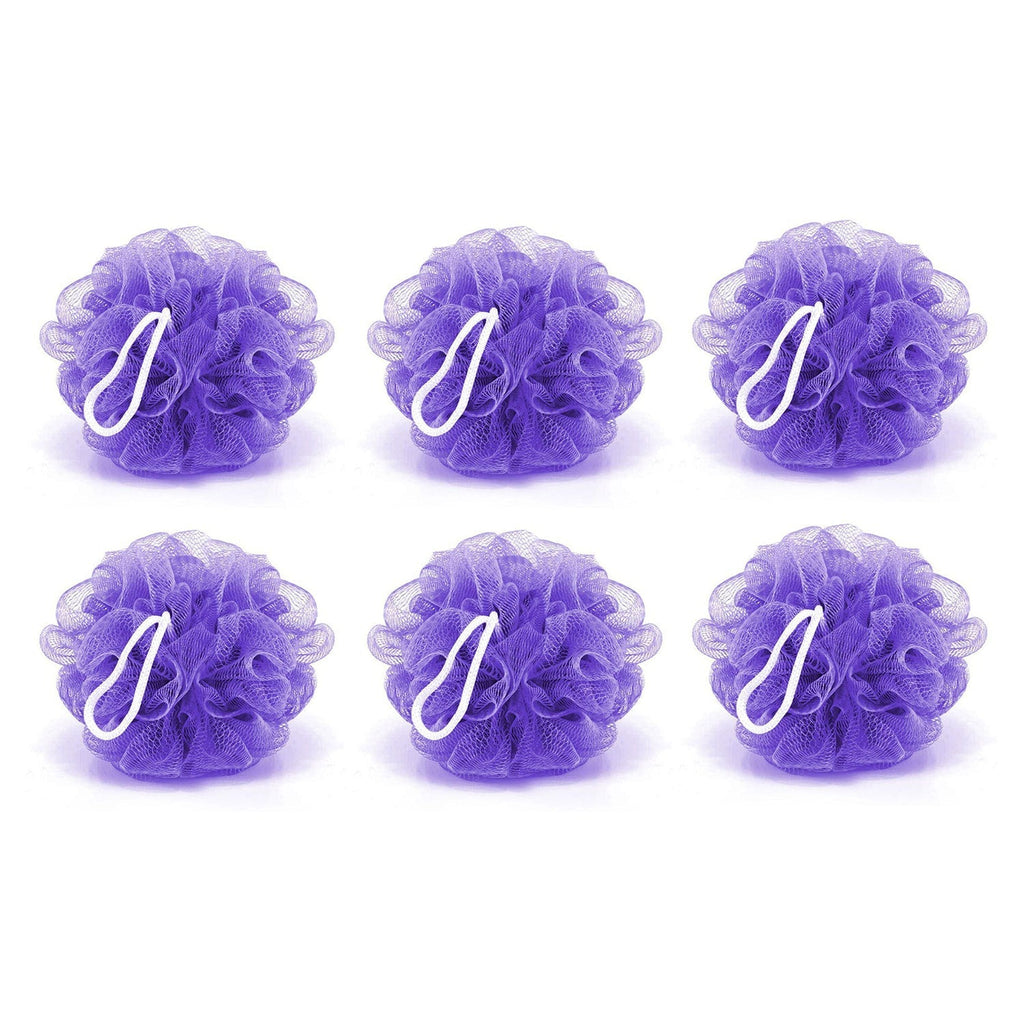 Group of 6 assorted bath loofahs, perfect for a refreshing shower.