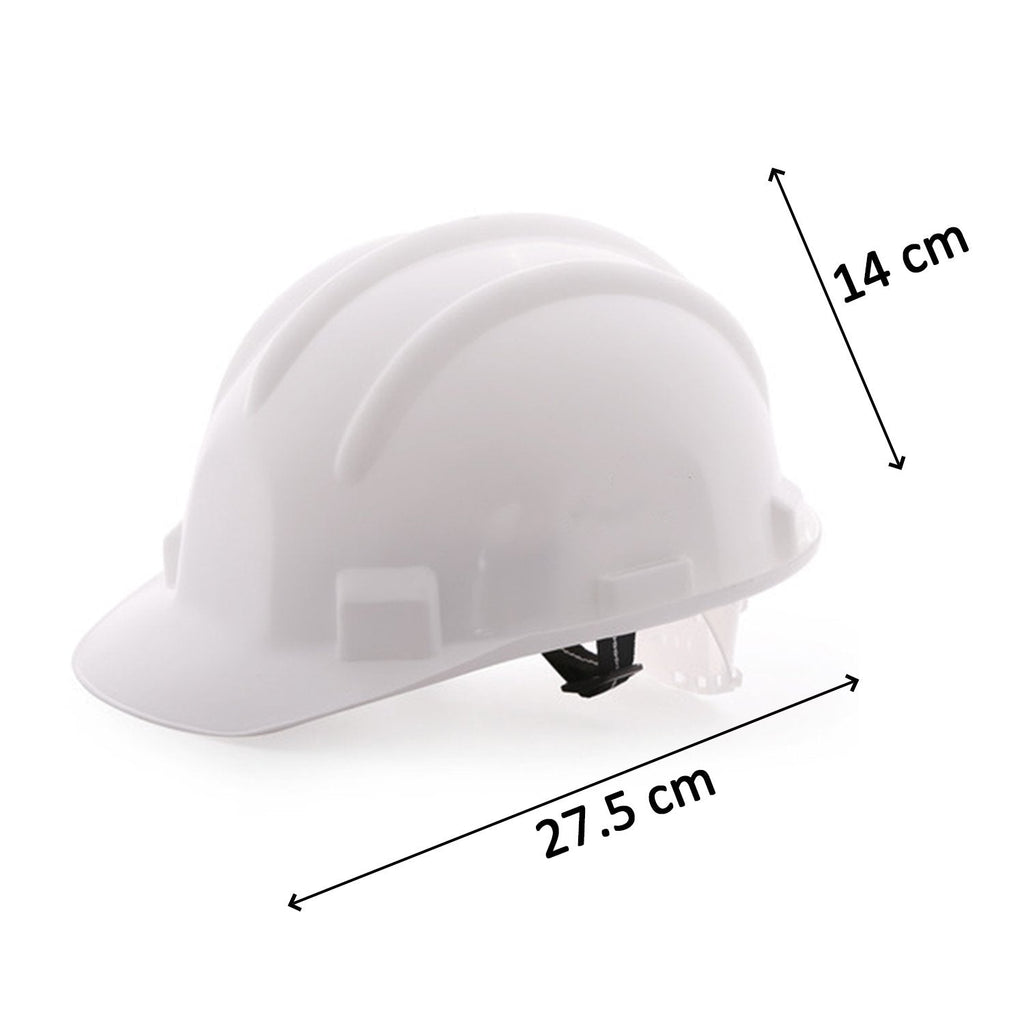 Side profile of a heavy-duty construction safety helmet, designed for maximum impact resistance in hazardous environments.