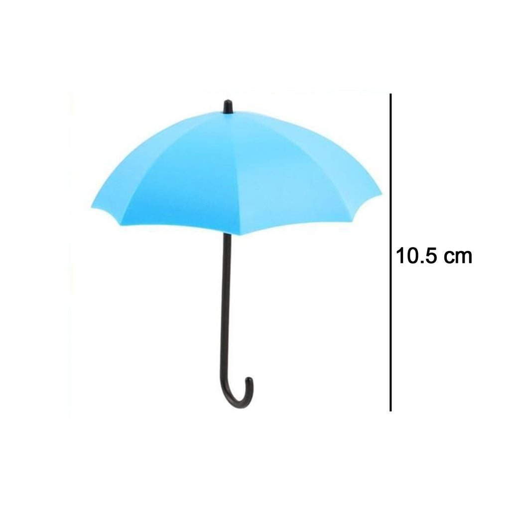 Decorative umbrella-shaped adhesive wall hook displayed against a cheerful, colorful background.