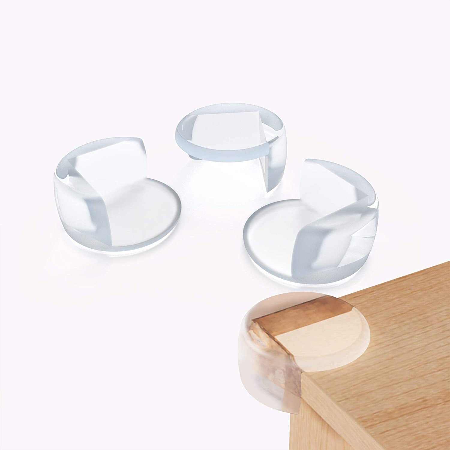 Pack of 4 clear corner guards ready for installation.