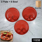 Kitchen serving set with plates and bowls for snacks and meals