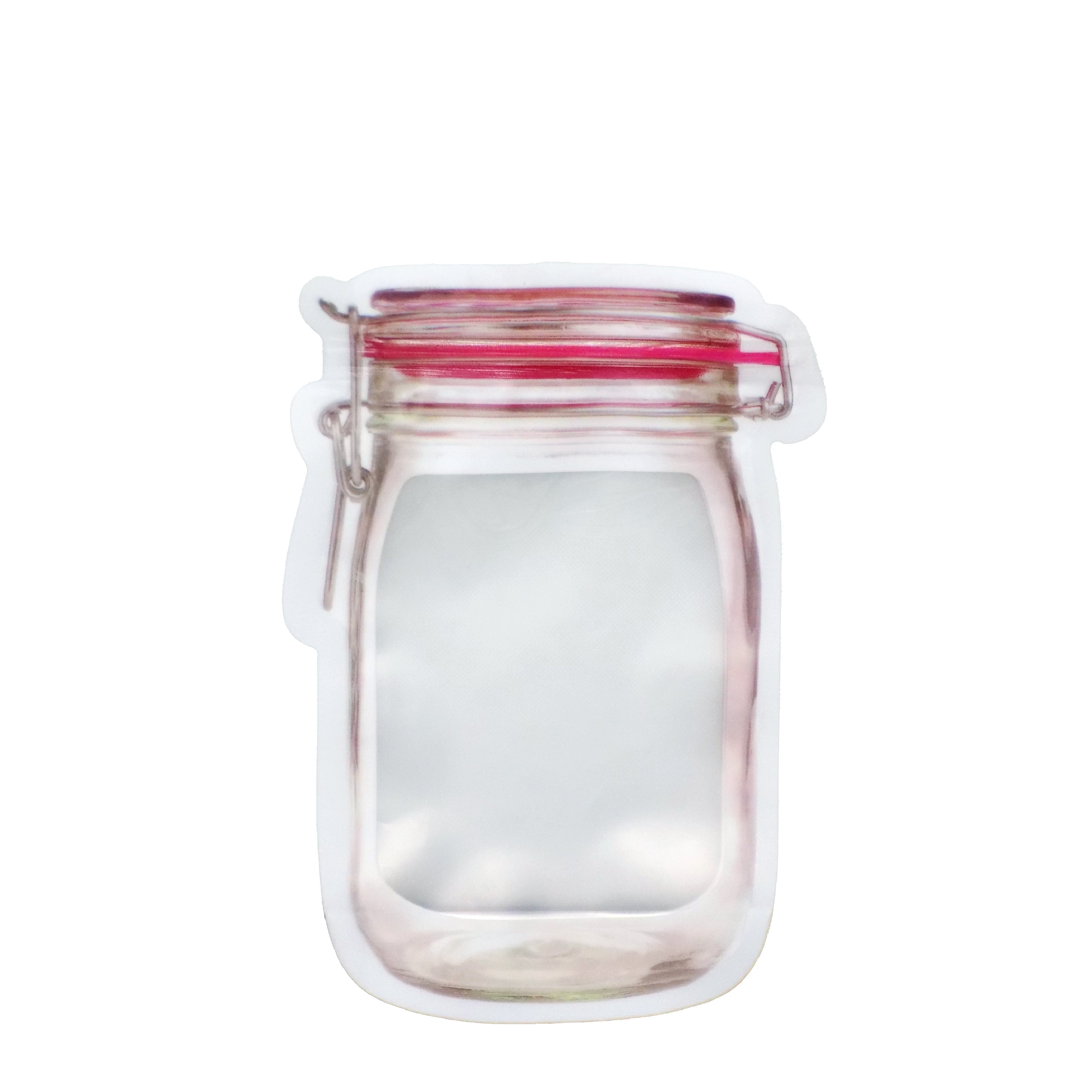 Detail of the secure zipper seal on a 500ml airtight food storage bag.