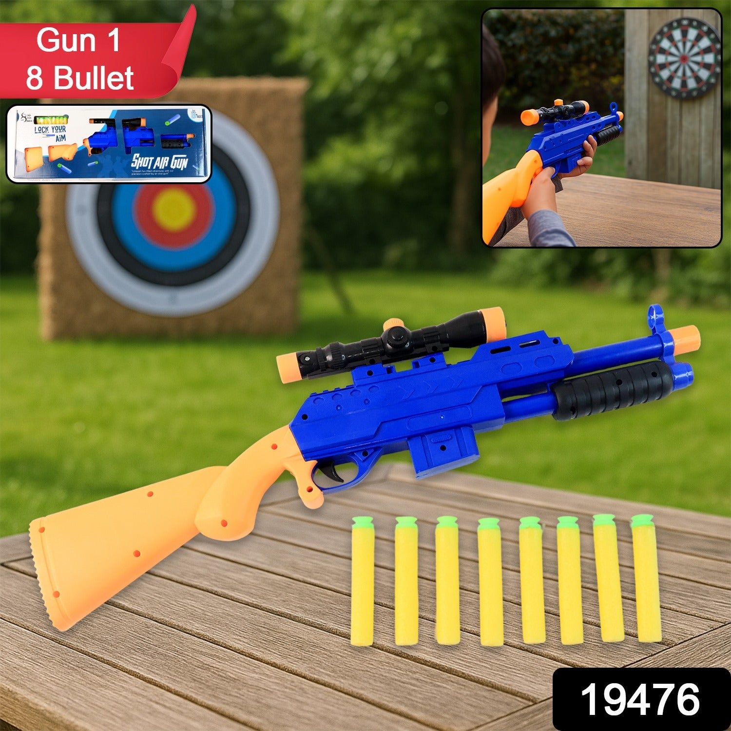Foam bullet shooting toy gun with pump-action rifle design