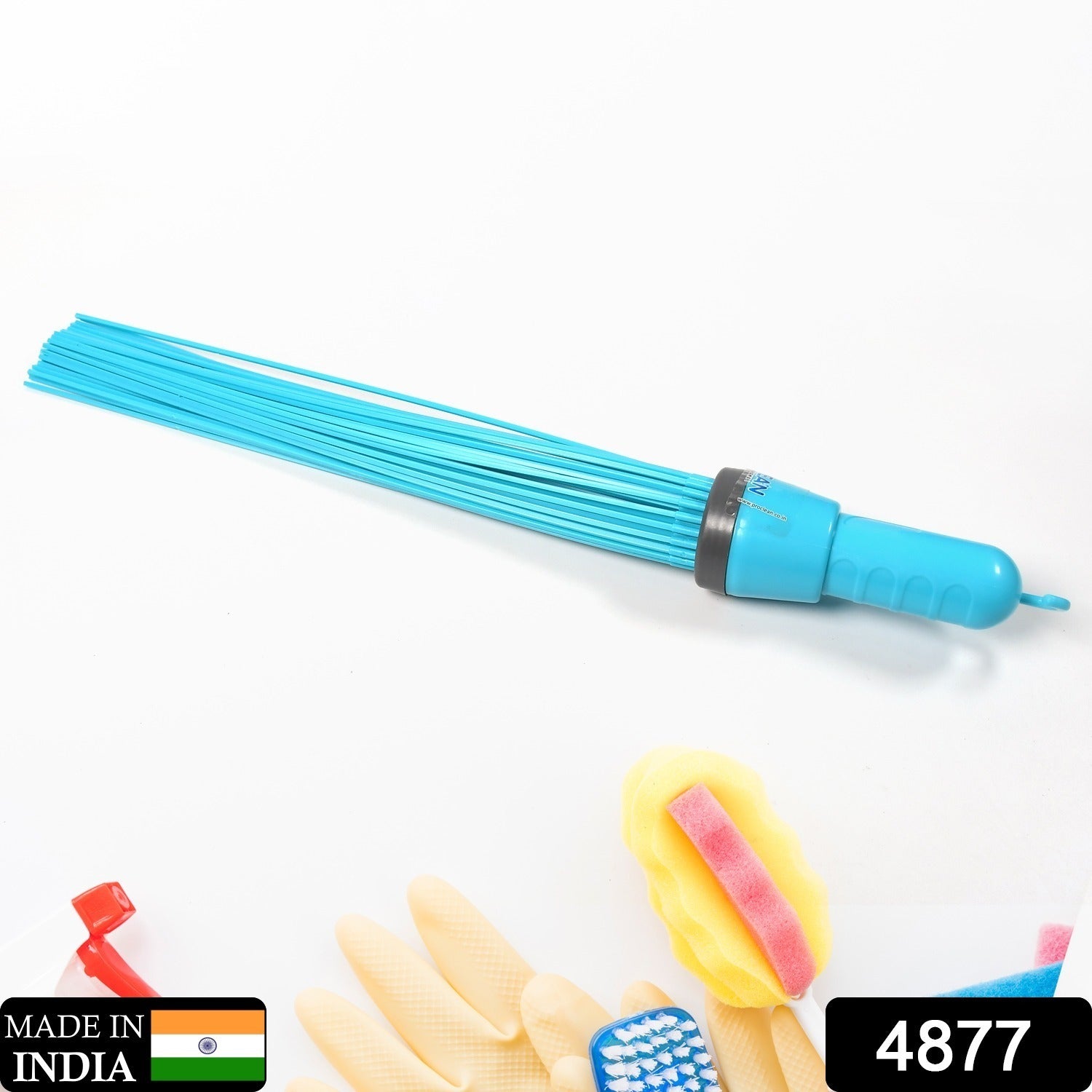 Close-up of the flexible plastic bristles on the Pro Clean broom for thorough sweeping.