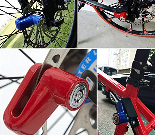 Sturdy black disc lock protecting a motorcycle's brake rotor.