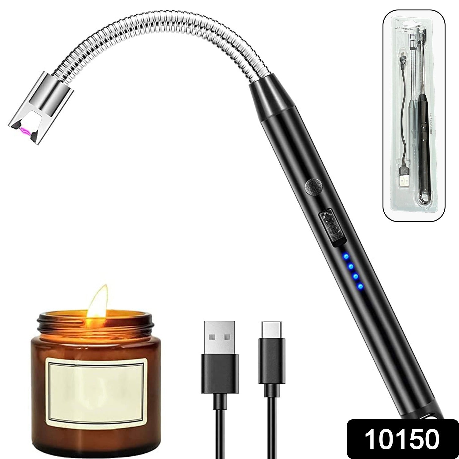Front view of electric plasma lighter with USB Type-C charging port