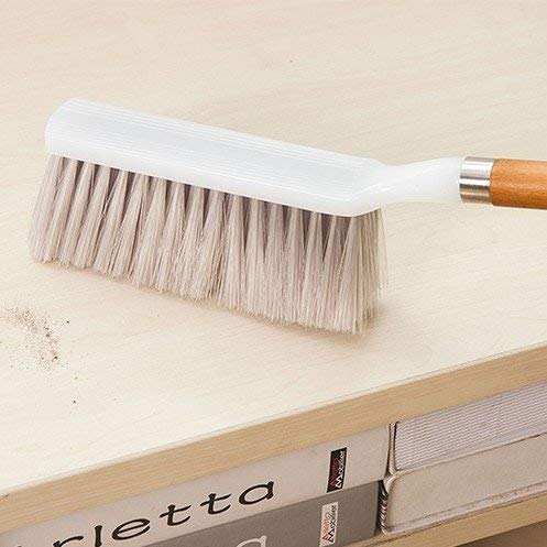 A durable household cleaning brush with a wooden handle, ideal for versatile dusting tasks.