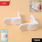 Close-up view of baby safety lock fixed on cabinet door