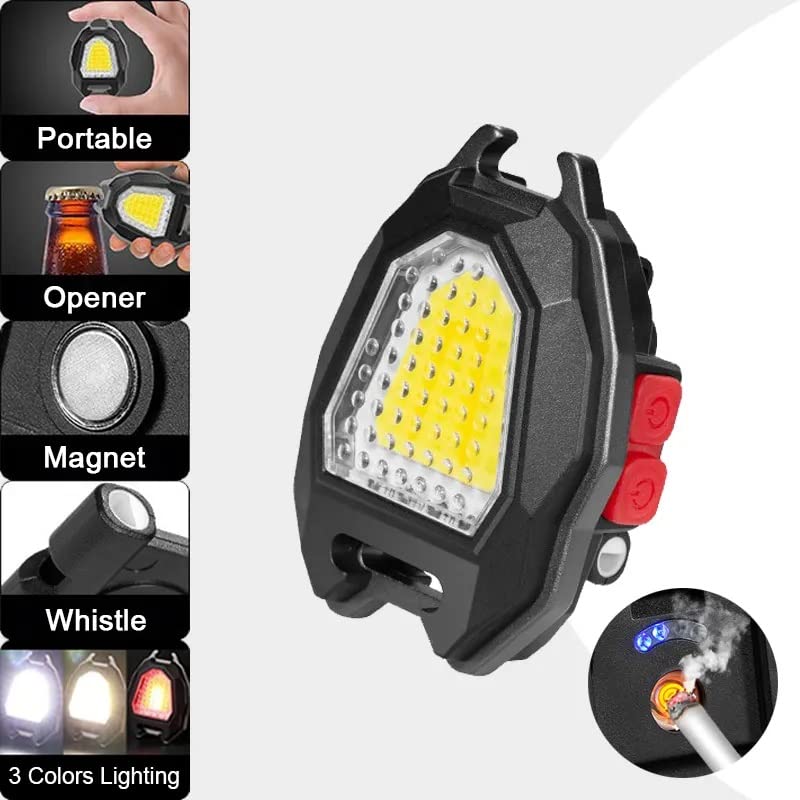 Rechargeable camping flashlight showing its power display and Type-C charging port.