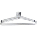 Set of 12 stainless steel cloth hangers neatly arranged, showcasing their sleek design.