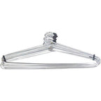 Set of 12 stainless steel cloth hangers neatly arranged, showcasing their sleek design.