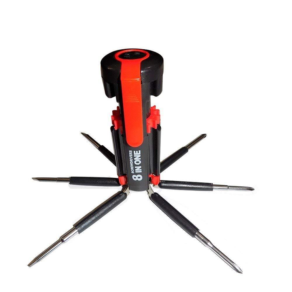 Compact BoltForce 8-in-1 LED Torch Screwdriver Kit on a workbench.