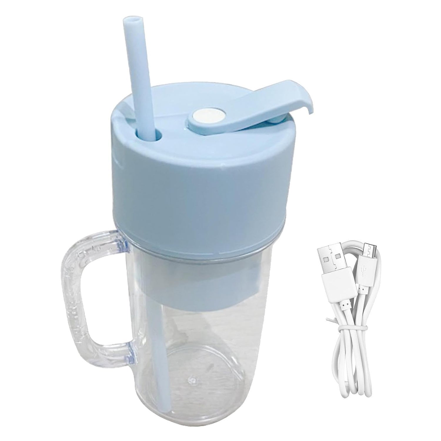 USB charging port on the side of the portable juicer, highlighting its rechargeable feature.
