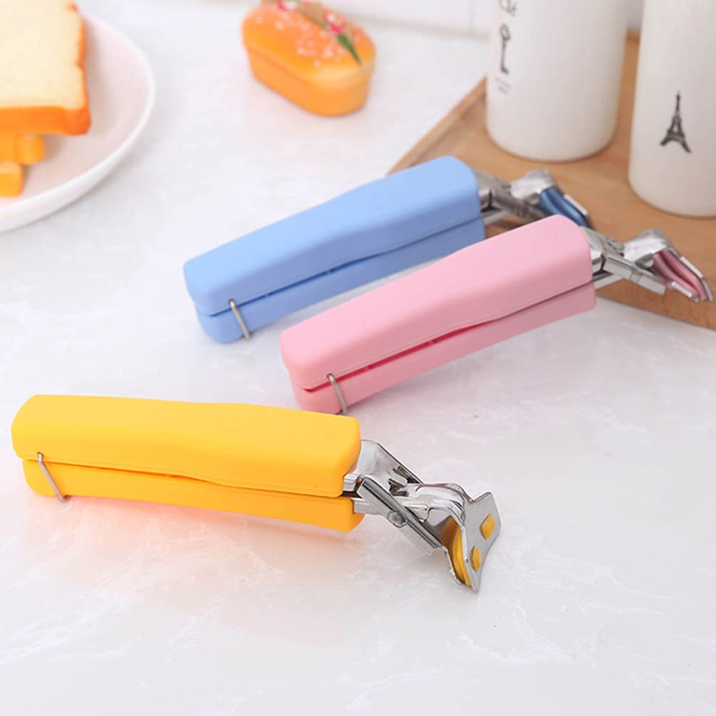 Stainless steel Hot Dish Plate Clip gripping a hot bowl, showcasing its secure hold.