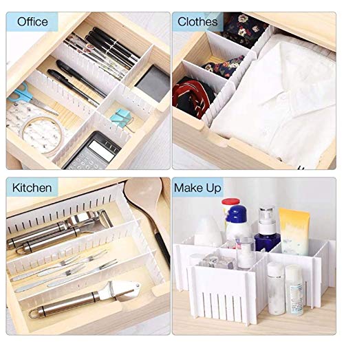 Close-up of flexible plastic drawer board dividers, ideal for makeup storage.