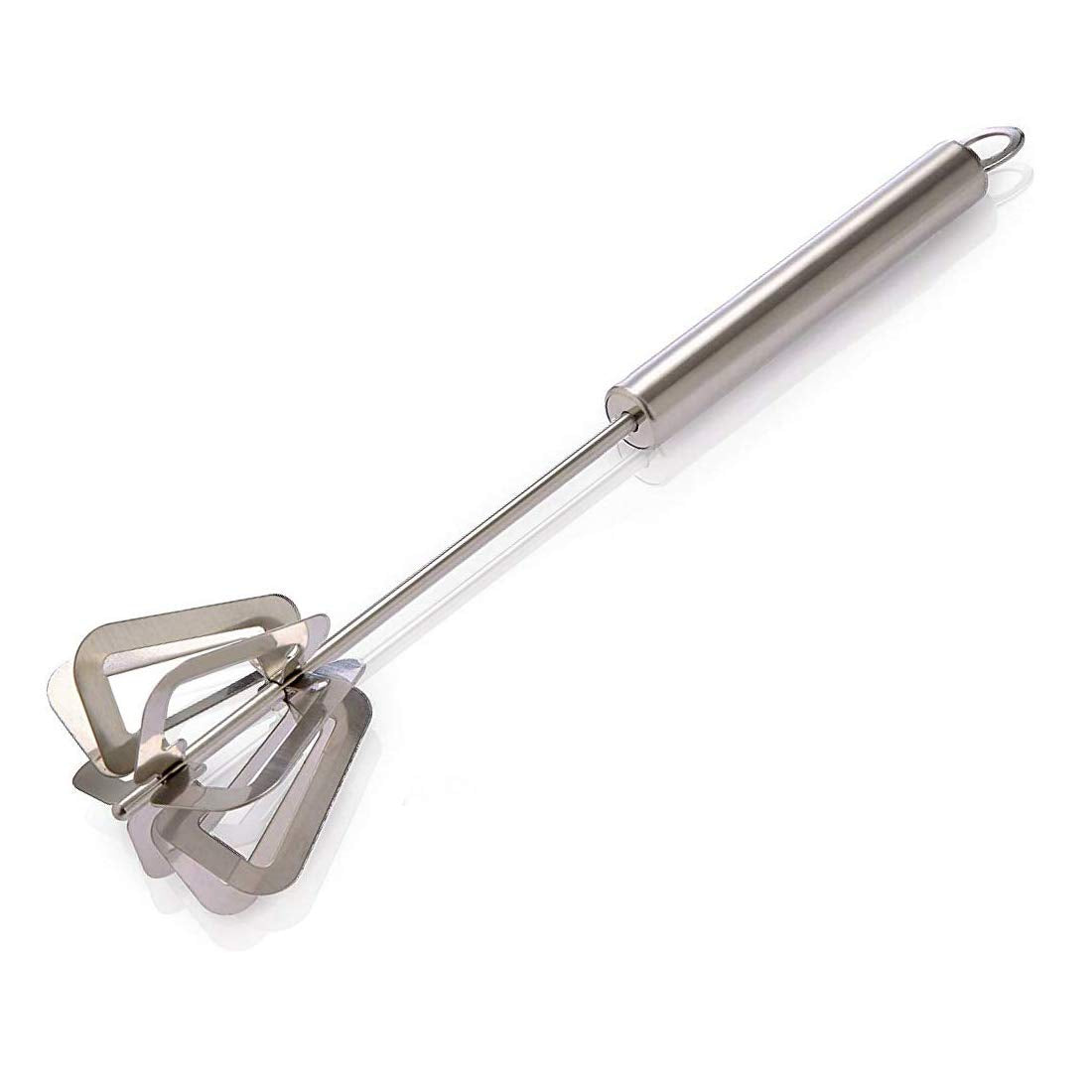 Versatile stainless steel hand blender mixing ingredients in a bowl.