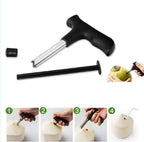 Coconut opener tool featuring a comfortable, non-slip handle.