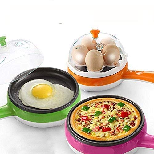 Siplix 2-in-1 cooking appliance with eggs boiling, steam visible through the transparent lid.