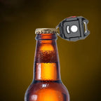 Close-up of the waterproof aluminium alloy body of the camping flashlight.