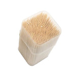 High-quality birchwood toothpicks displayed next to their convenient dispenser box.