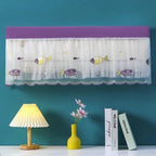 Washable AC dust cover protecting an indoor split unit from dust and debris.