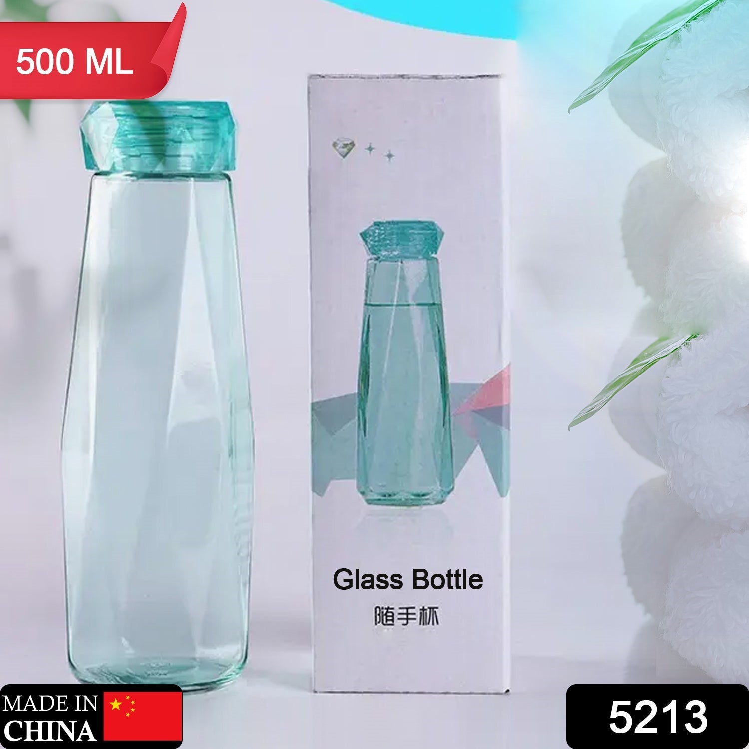 Own Hydrate glass water bottle with safe BPA-free cap for kitchen use