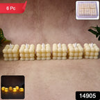 Close-up view of bubble cube shaped LED flameless candles
