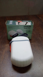 VelvetBubbles travel soap case in its minimal packaging, ready for use.