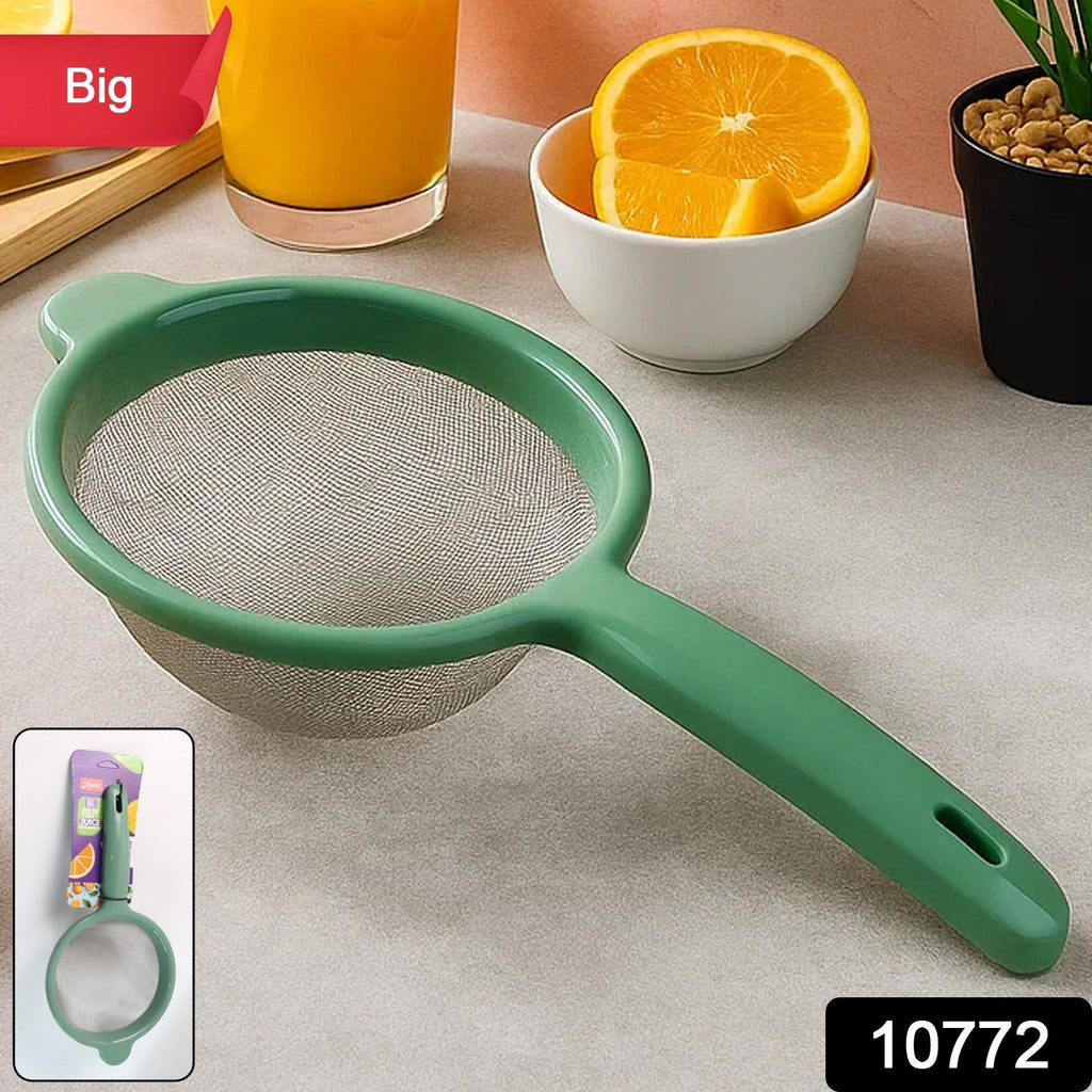 Apex branded large stainless-steel mesh kitchen strainer with easy grip handle