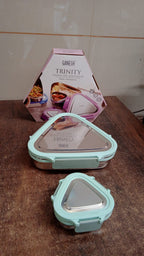 Ganesh Trinity lunch box set packaging showing compact triangle design