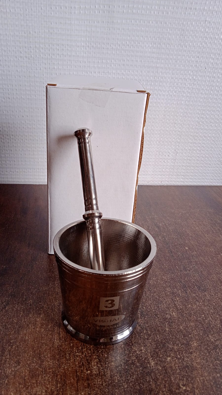 Durable stainless steel mortar and pestle set for home use