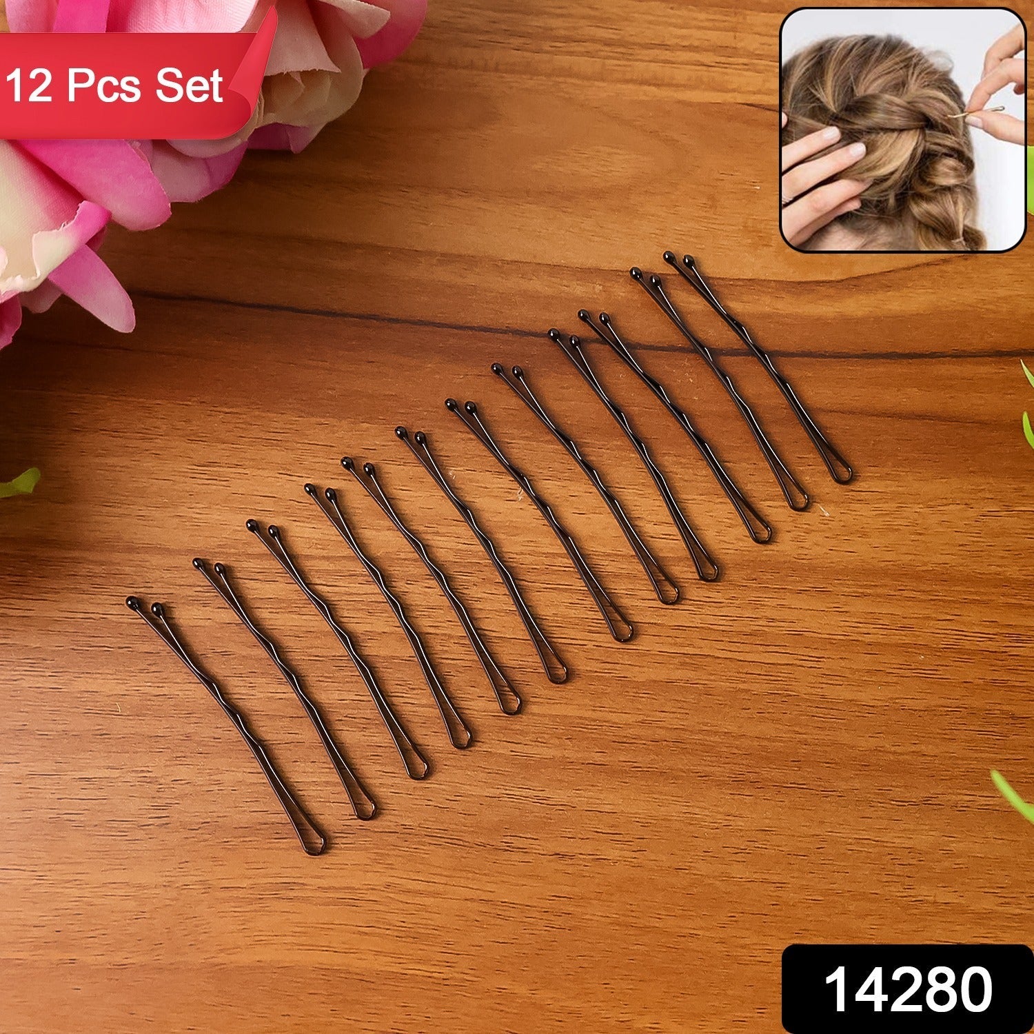 12-piece premium hair bobby pins set for non-slip hairstyling hold