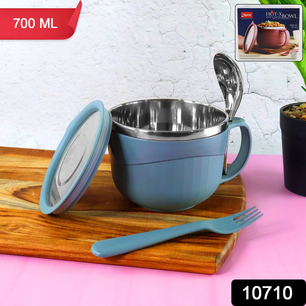 Apex insulated noodle bowl filled with noodles showcasing airtight leak-proof lid