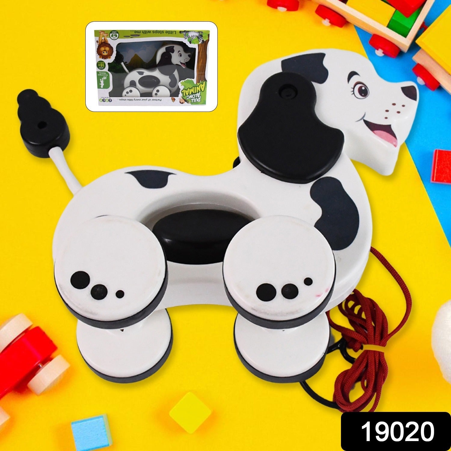 Colorful Woofy Walk pull along toddler toy encouraging walking and crawling