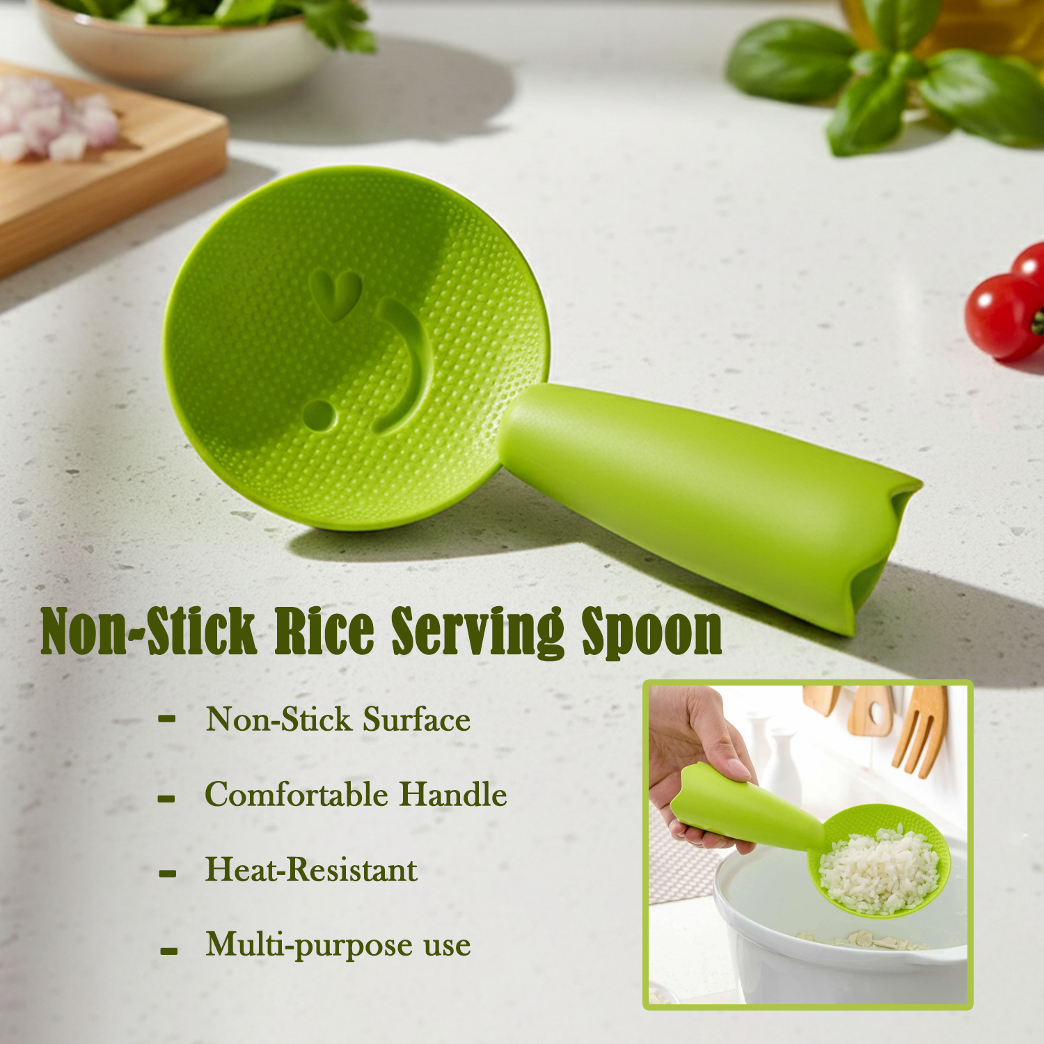 Heat-resistant plastic rice serving spoon ideal for kitchen use