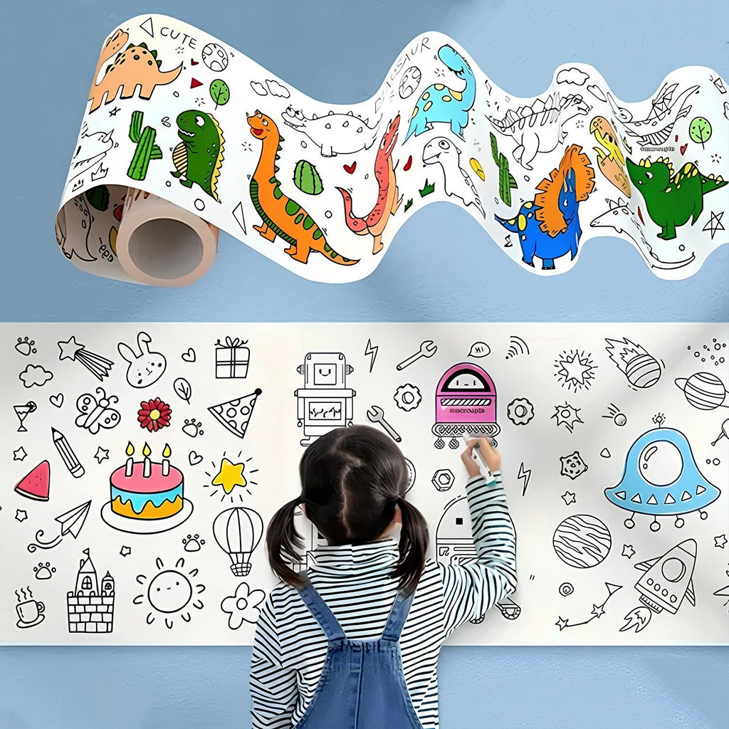 Educational coloring roll featuring ocean theme marine animals for kids