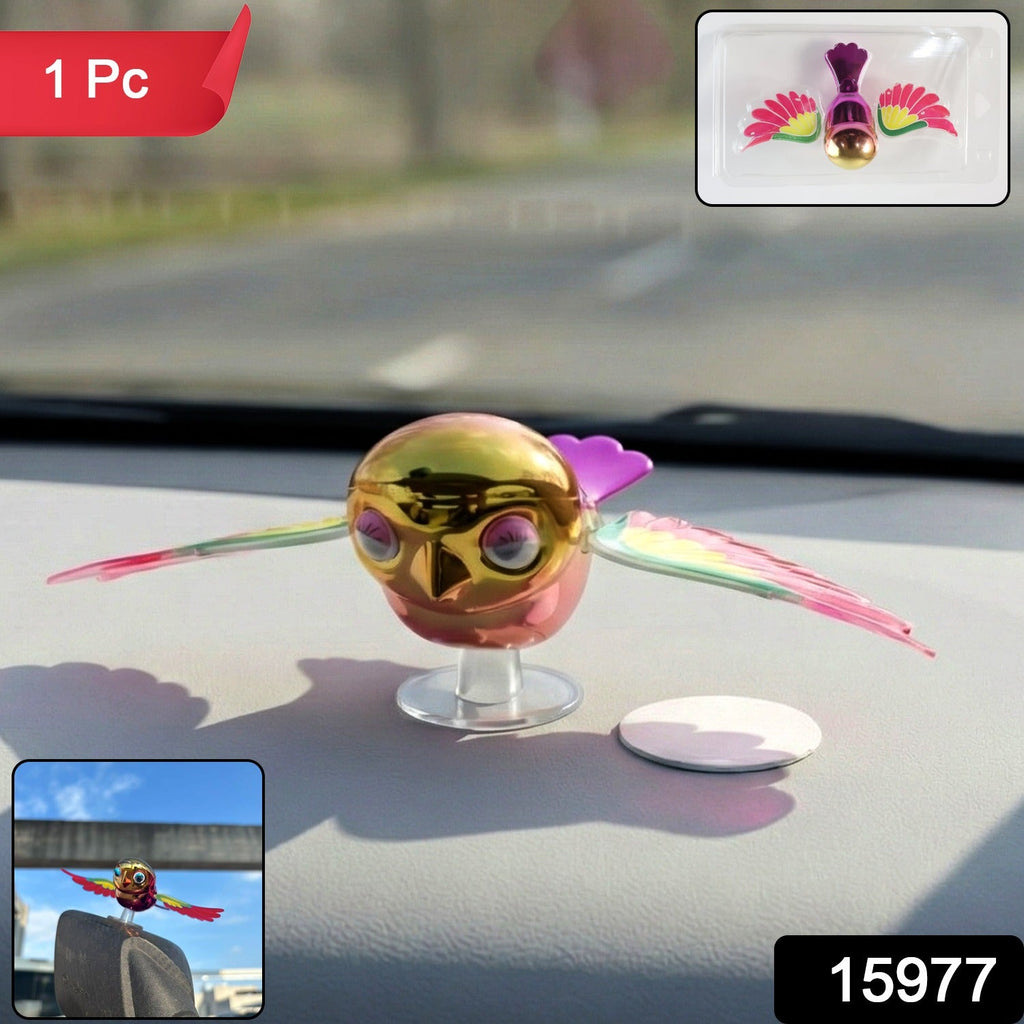 Colorful bird dashboard decoration adding lively look to vehicle interior
