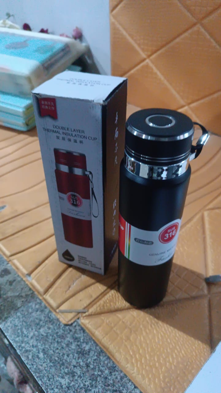 Double wall insulated thermal flask with stainless steel body
