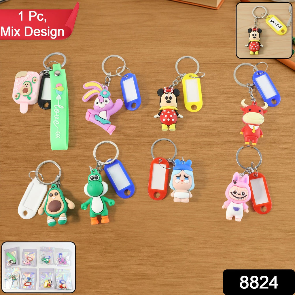 Personalized name tag on cartoon character keychain for easy key identification